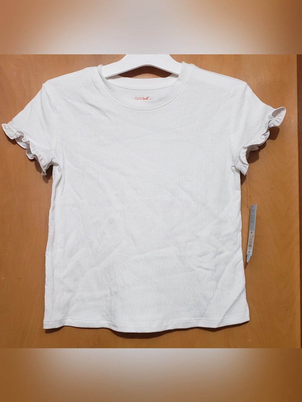 Cat & Jack White Ruffle Sleeve Ribbed Tee
